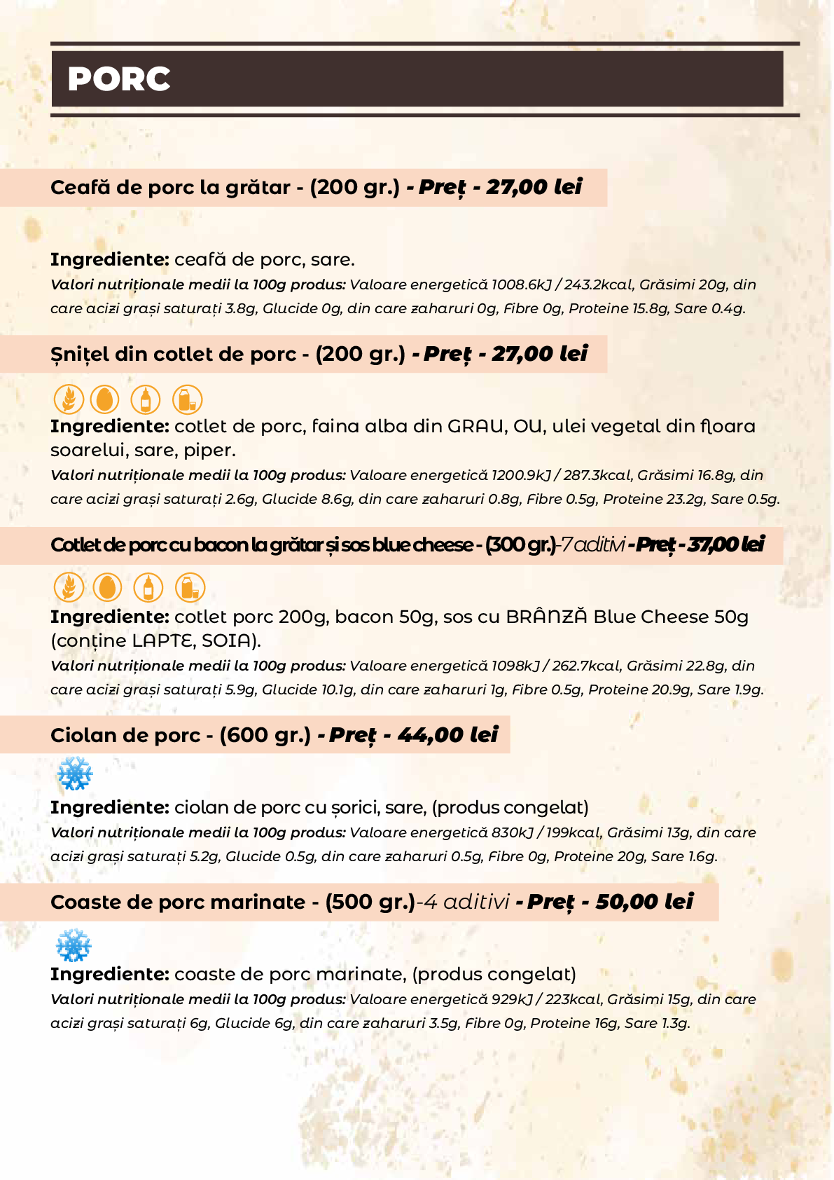 Meniu Casa Rustica